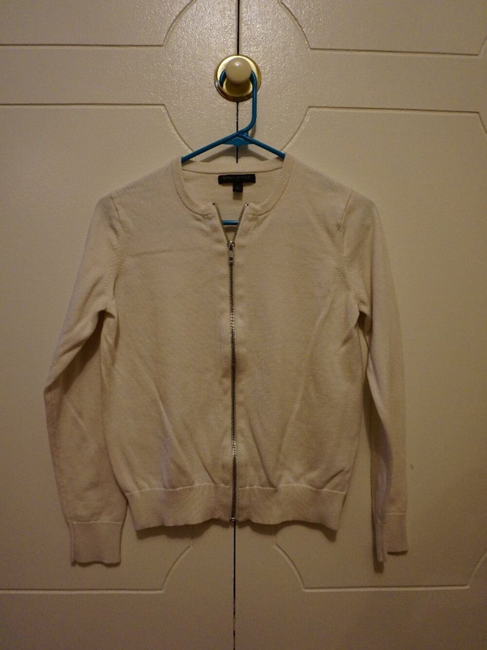 Banana Republic White Zip-Up Cardigan